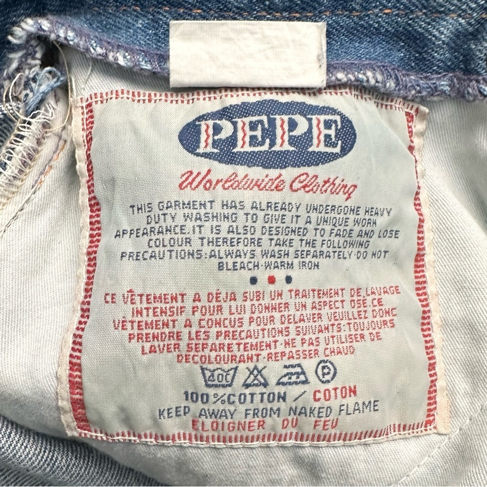 Vintage 80's PEPE Suede Chaps Patchwork Denim Jeans w/ Belt Jrs 7/8 Women’s 0/2 - Picture 9 of 11